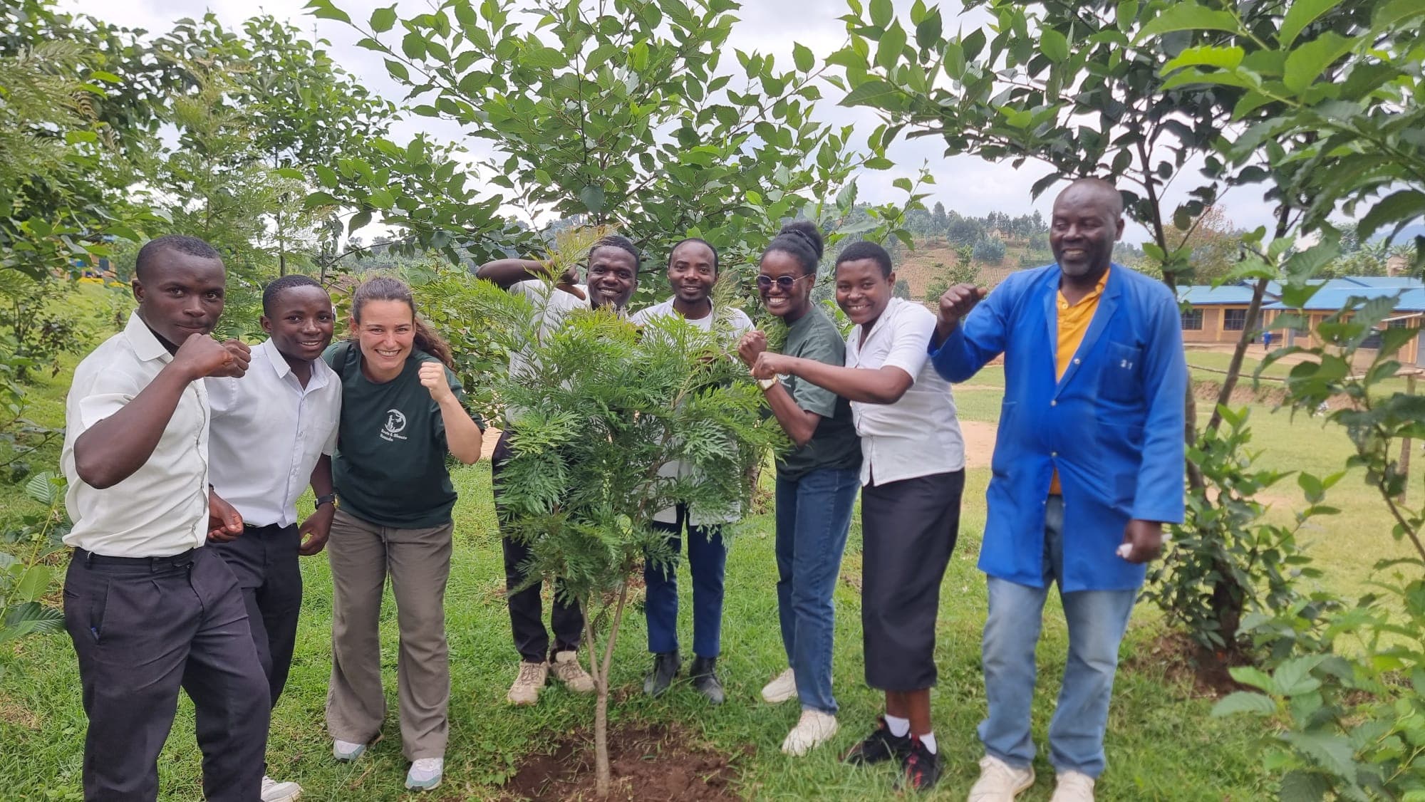 Students planting trees