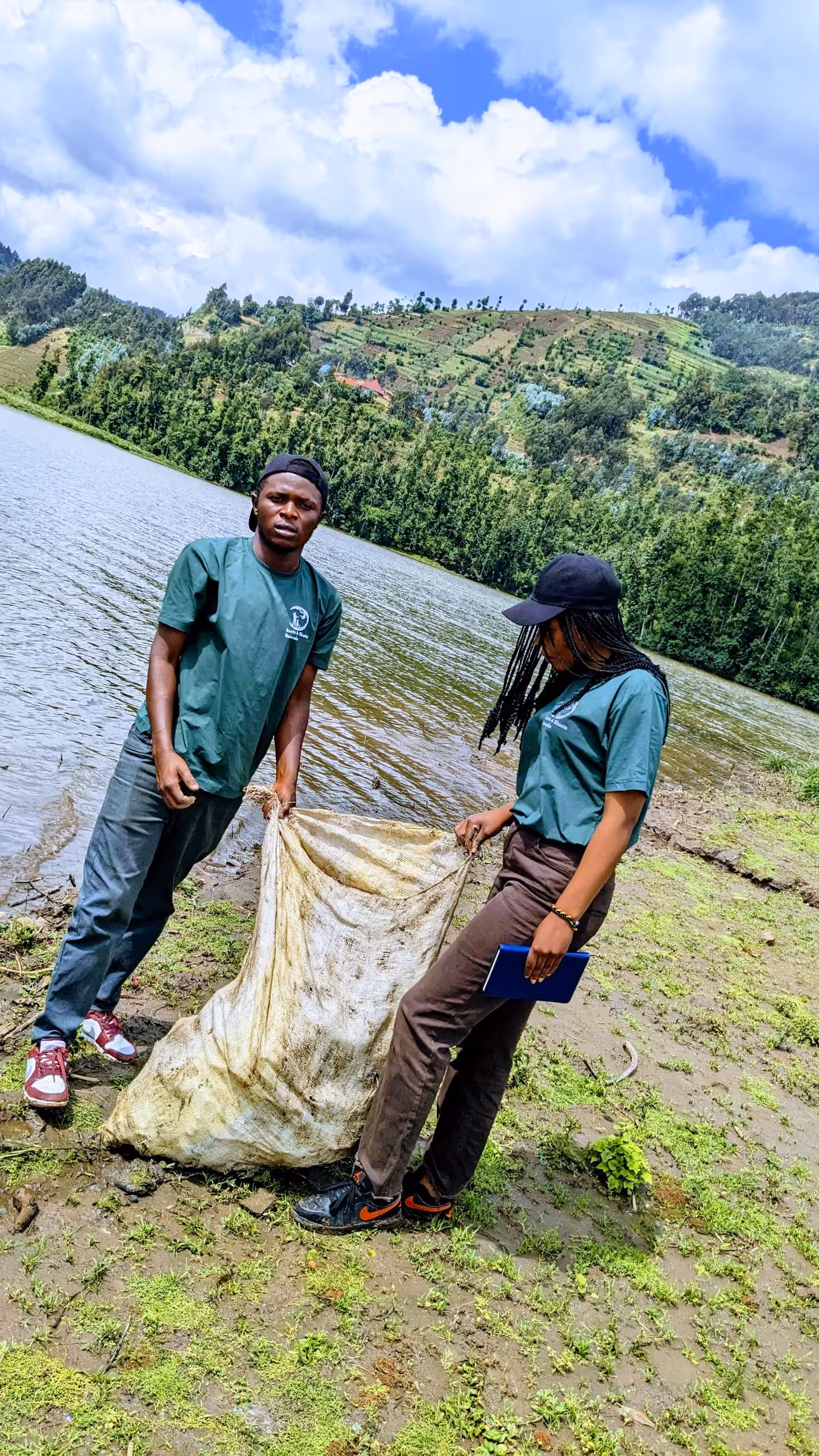 Bags of collected plastic waste
